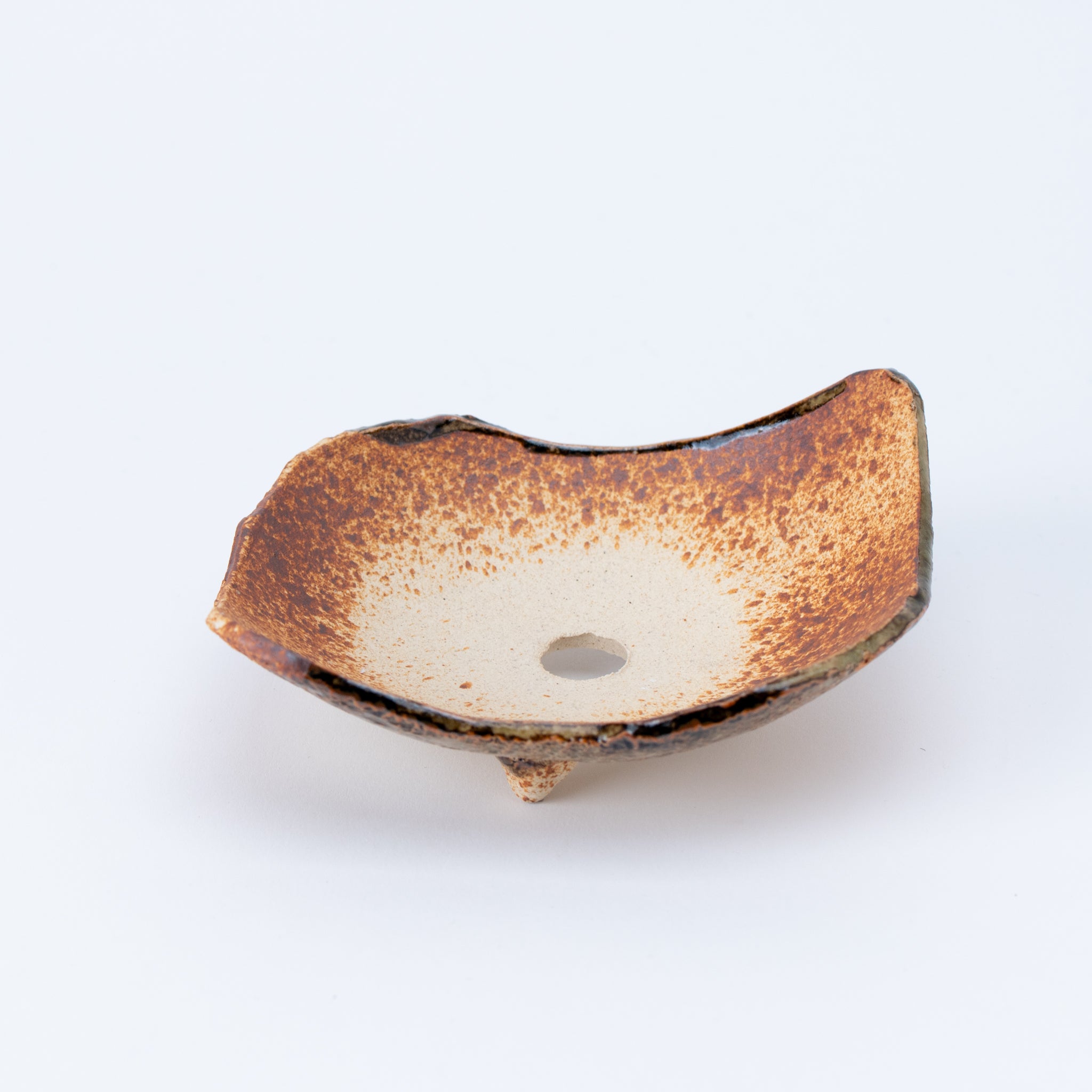 NAGINOWA Brown Leaves Shape BANKO Ware Japanese Bonsai Pot 5.3 in.