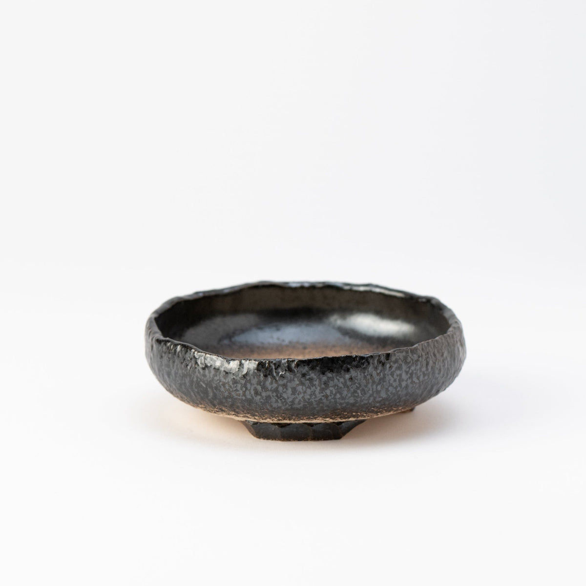 Naginowa Black sround shape BANKO Ware Japanese Bonsai Pot 4.7in.