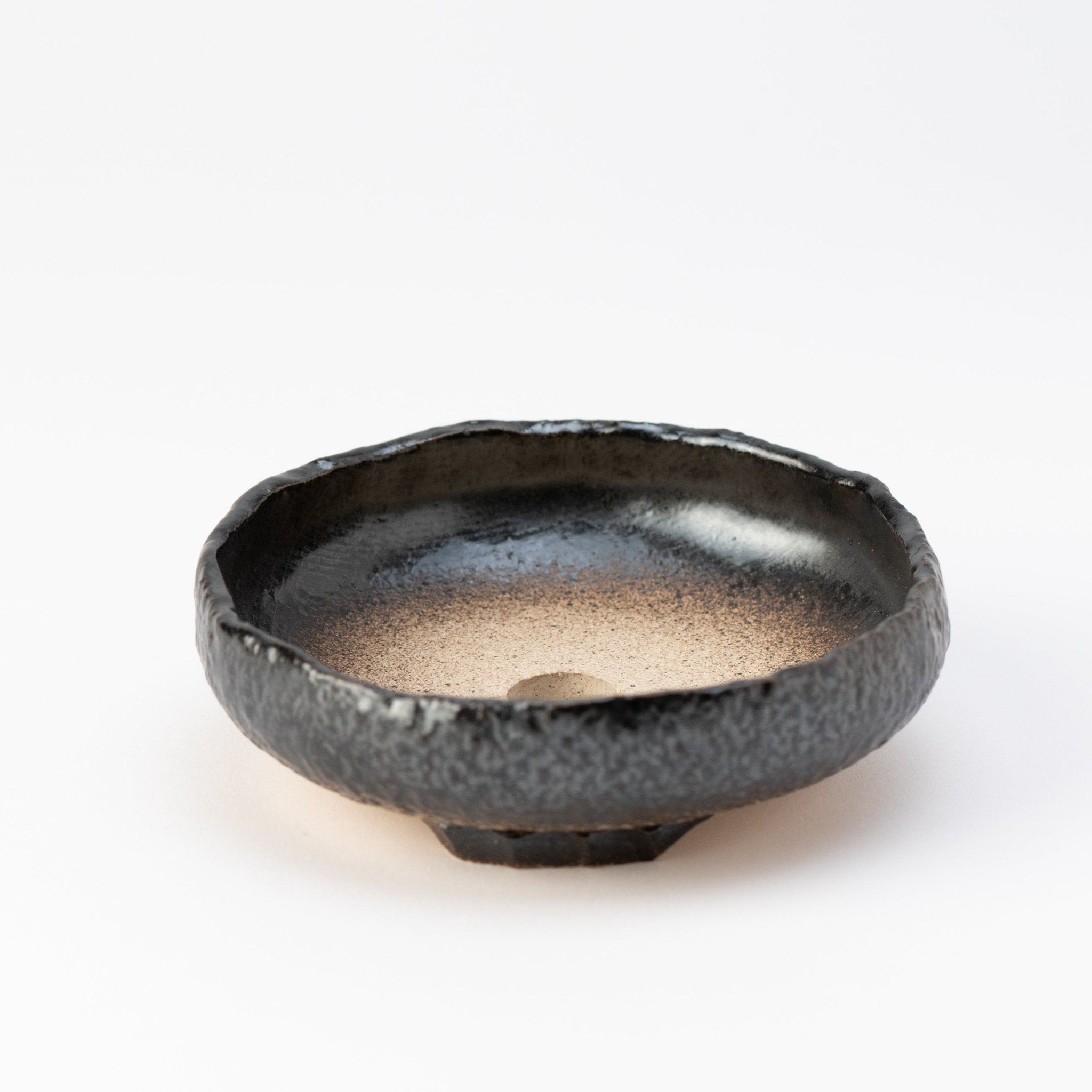 Naginowa Black sround shape BANKO Ware Japanese Bonsai Pot 4.7in.