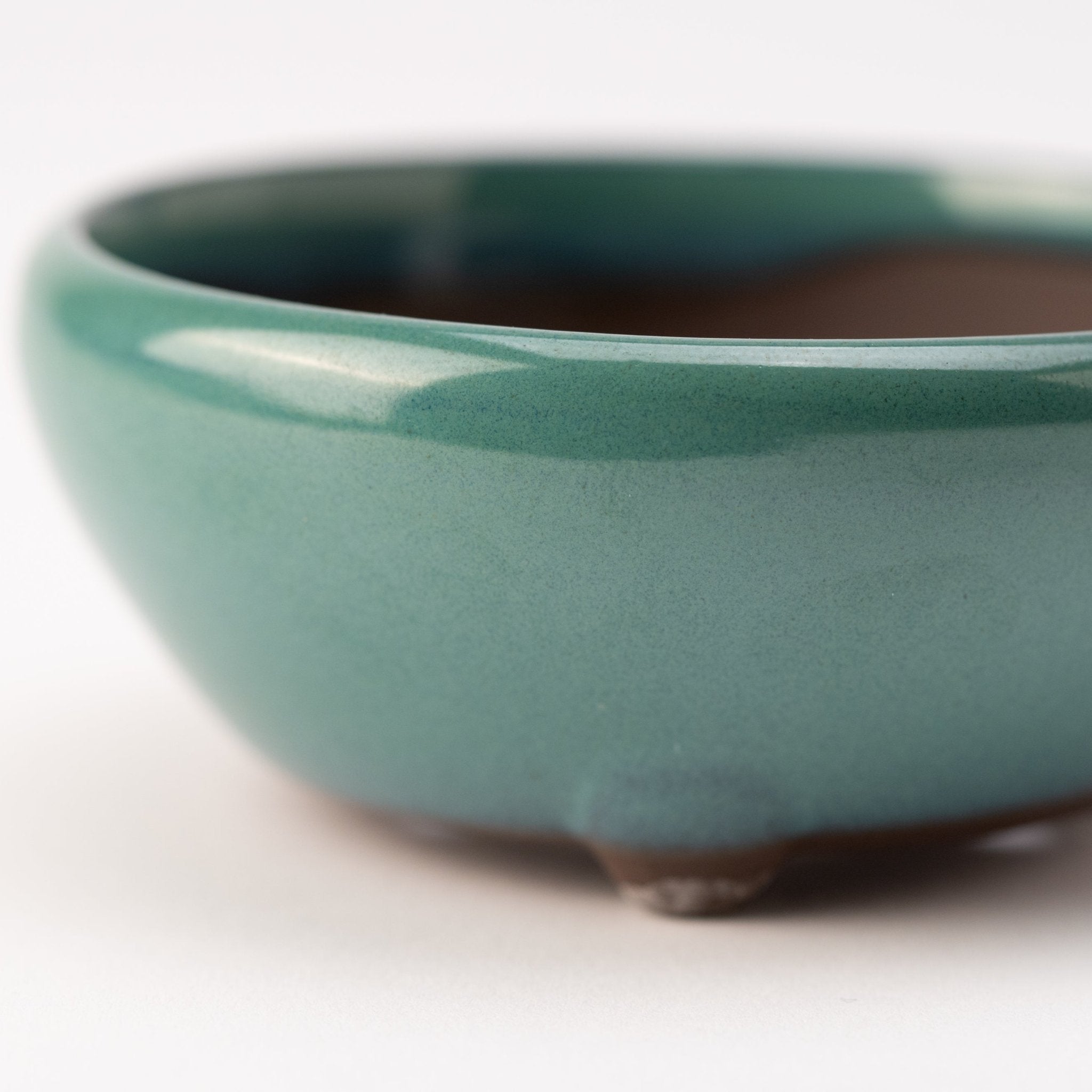 Naginowa Oribe sround shape BANKO Ware Japanese Bonsai Pot 4.7in.